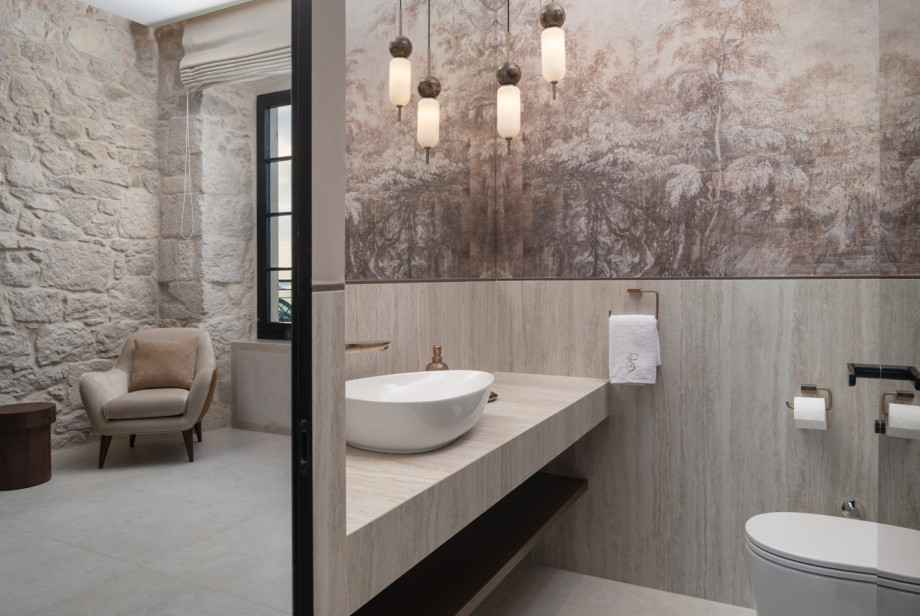 This spa zone features a relaxing corner with a Finnish sauna.