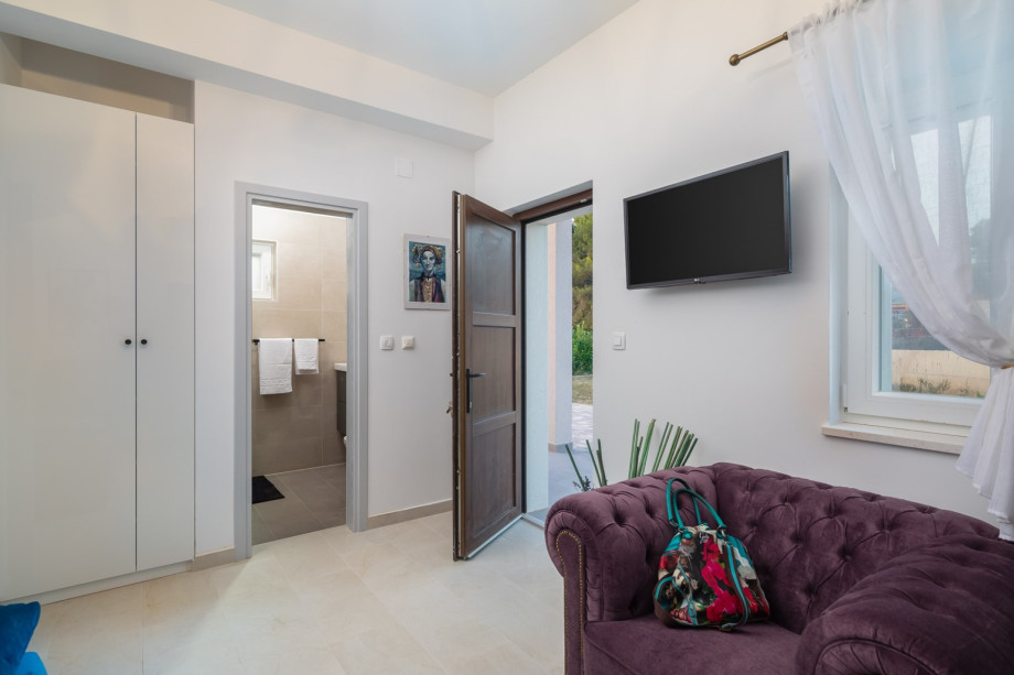 Equipped with a working desk, A/C, TV, a sofa bed 160x190cm, and an en-suite bathroom with shower