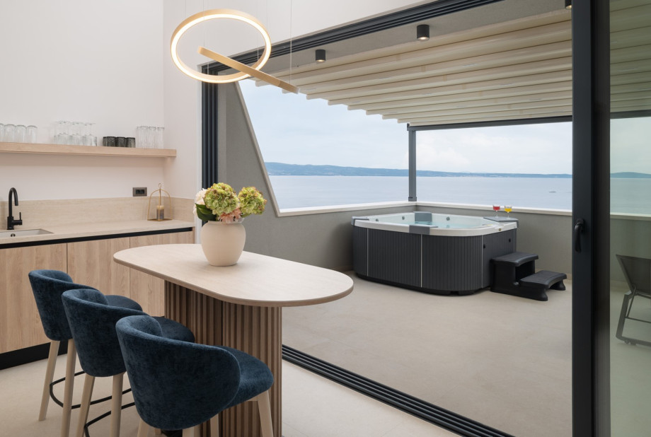 Relaxing spa area with sea view