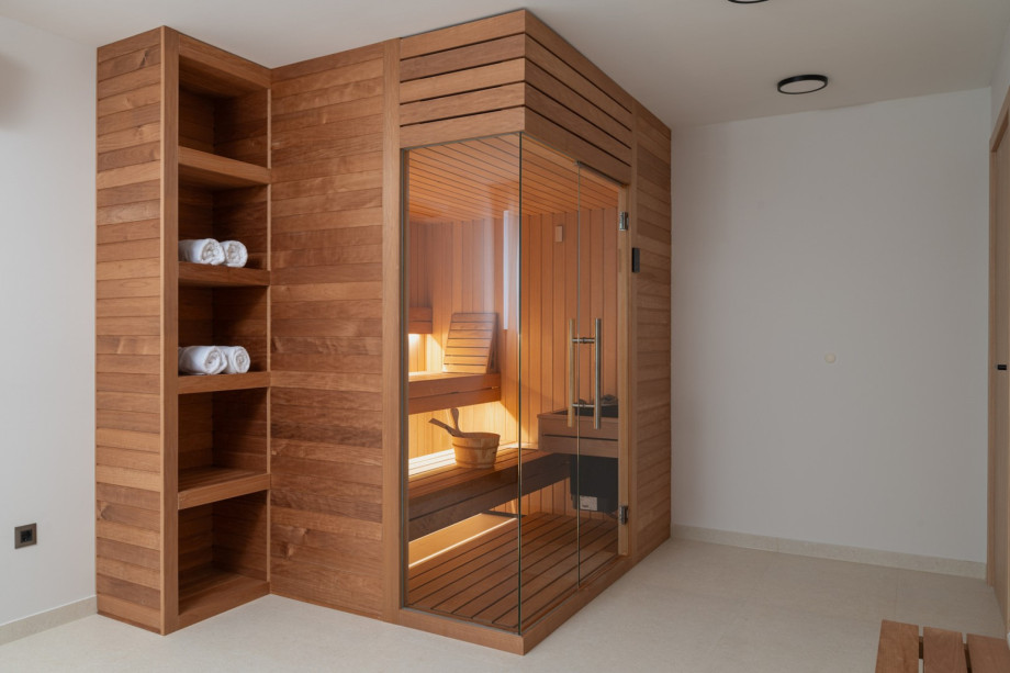 There’s also a dedicated spa room featuring a Finnish sauna