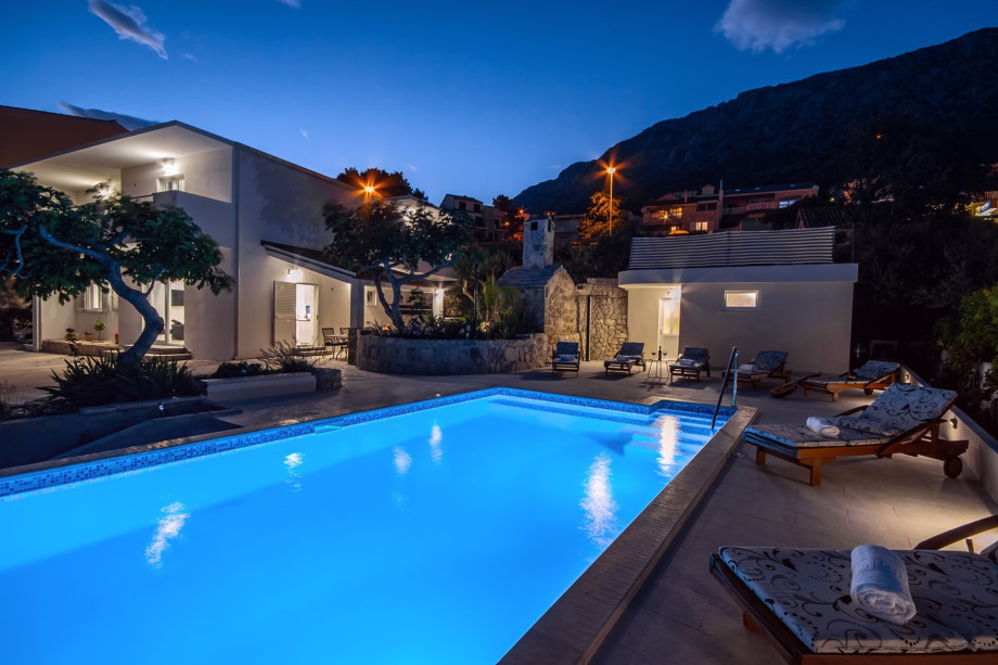 Enjoy evenings at pool area with carefully selected lights around