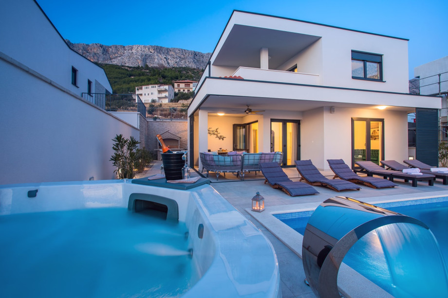 Views toward barbecue and outdoor dining area