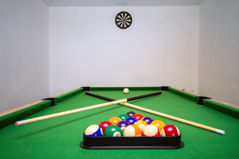 Billiards in a garage at the parking area