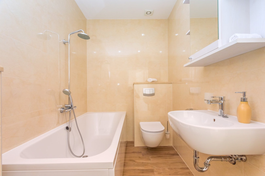 En-suite bathroom with a bathtub attached to Bedroom No1