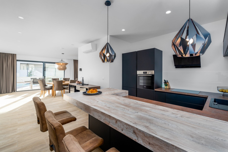 The living area is air-conditioned and has free WiFi.