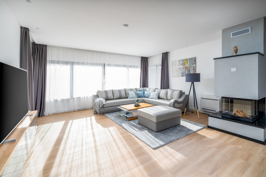 A living area with open sea views.