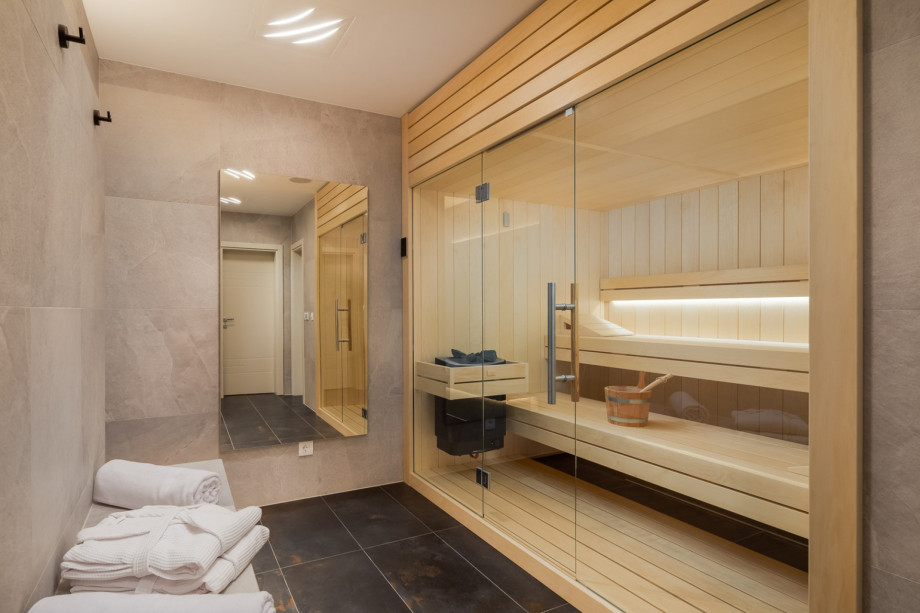 A Finnish sauna with a shower is next to the gym., for only your relaxation time