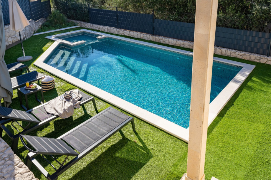 Fully air-conditioned 4-bedroom villa with heated private pool.