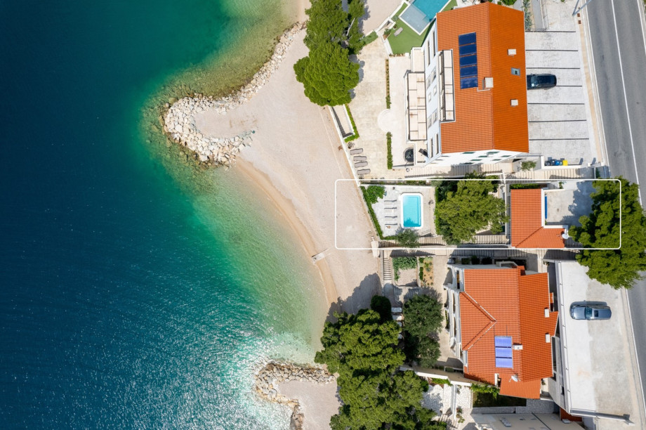 Villa Del Mar located directly on the pebble beach.