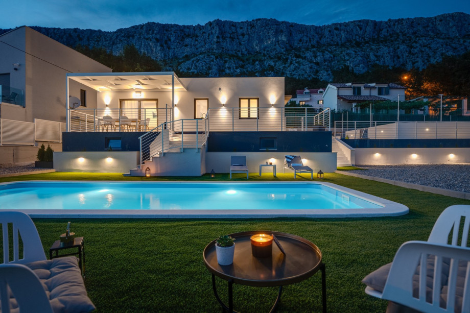 View toward Villa La Vita by night, and natural environment.