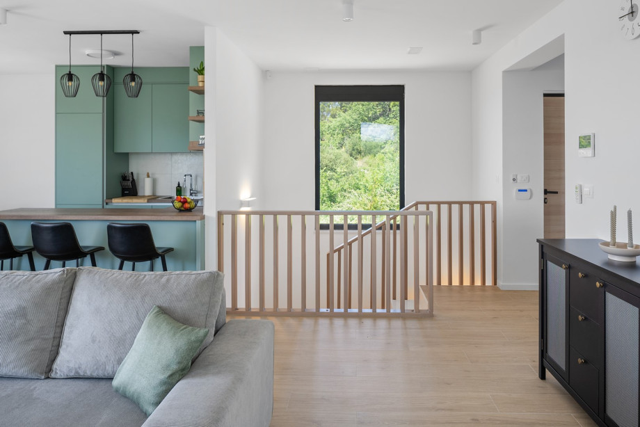The kitchen island has all the amenities a modern guest needs.