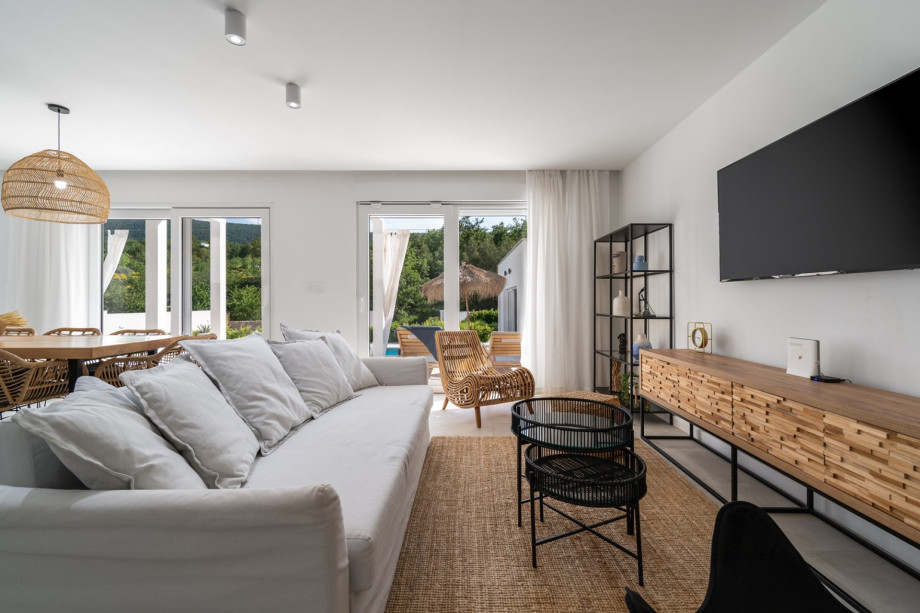 A beautifully decorated villa, with plenty of space for everyone to sit and relax around the house