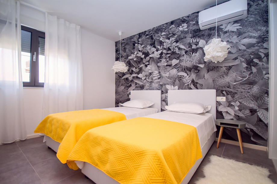 Bedroom No.2 with two single beds and en-suite bathroom, 1st floor