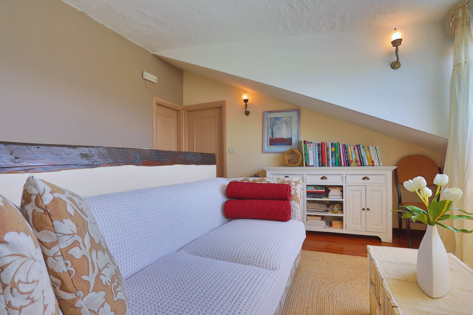 a gallery with a sofa, DVD, TV, and air-conditioning