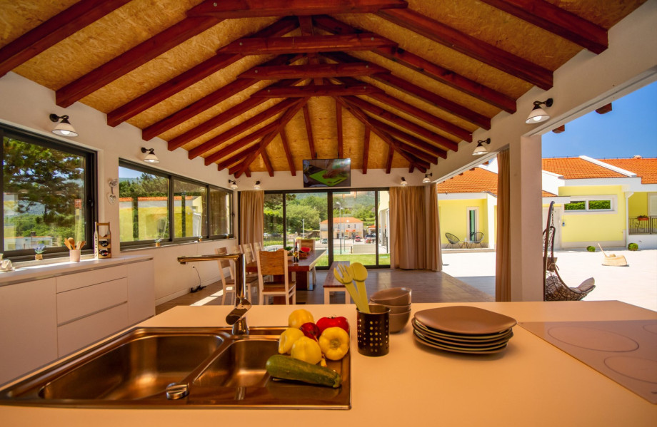 Fully equipped and spacious summer kitchen with TV and barbecue