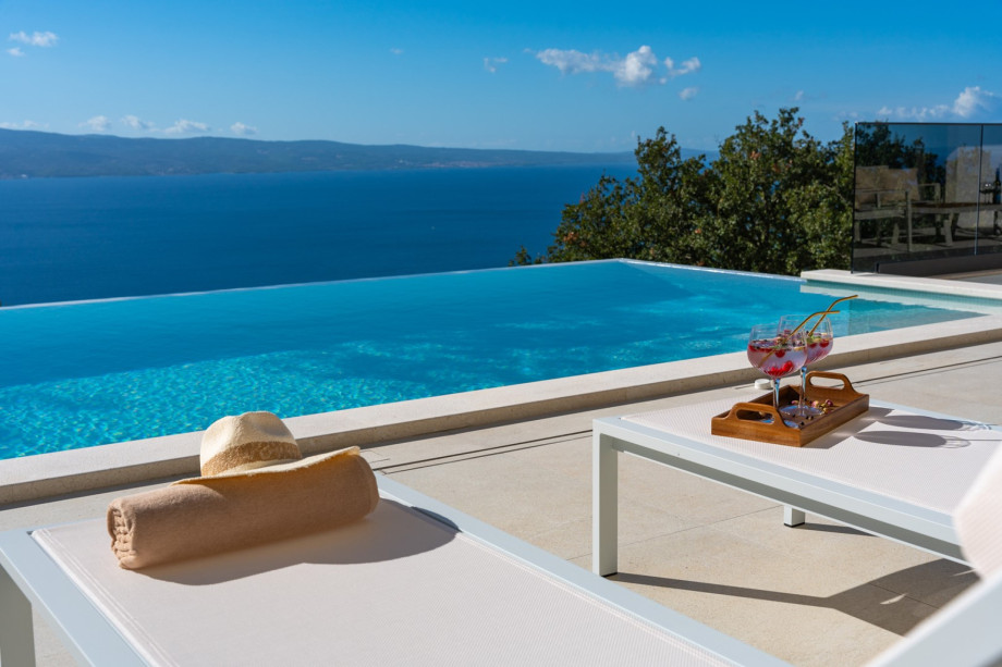 Amazing panoramic view on Omiš, sea, and island Brač