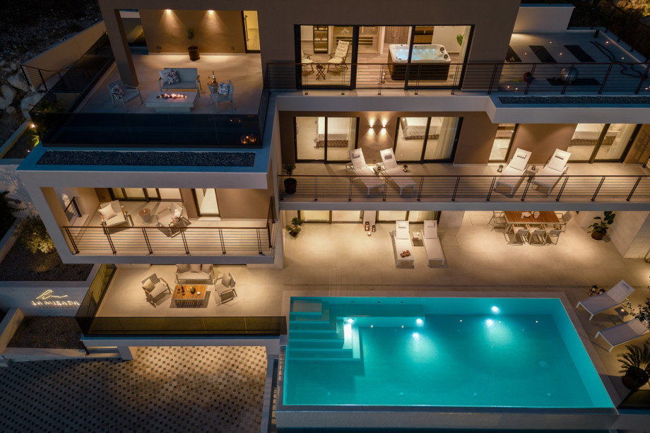 Night lighting provides a soothing and peaceful background while enjoying the views of the town of Omiš underneath