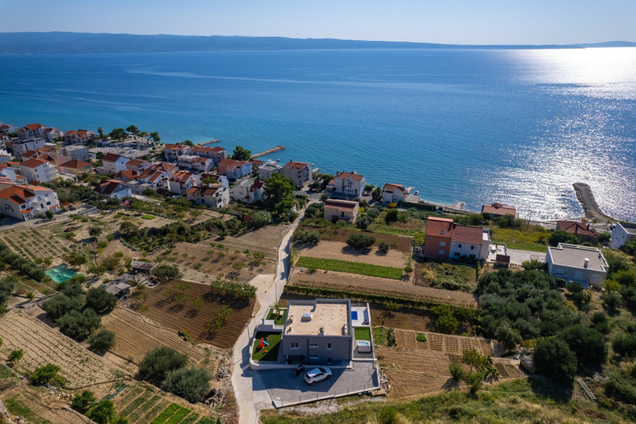 Markierte Position der Villa, nur 200 m vom Strand entfernt.
