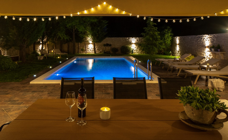 Outdoor dining area perfect for evening relaxation.
