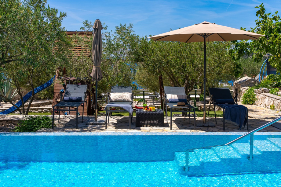 Private 48 sqm pool with varying depths, suitable for all ages.