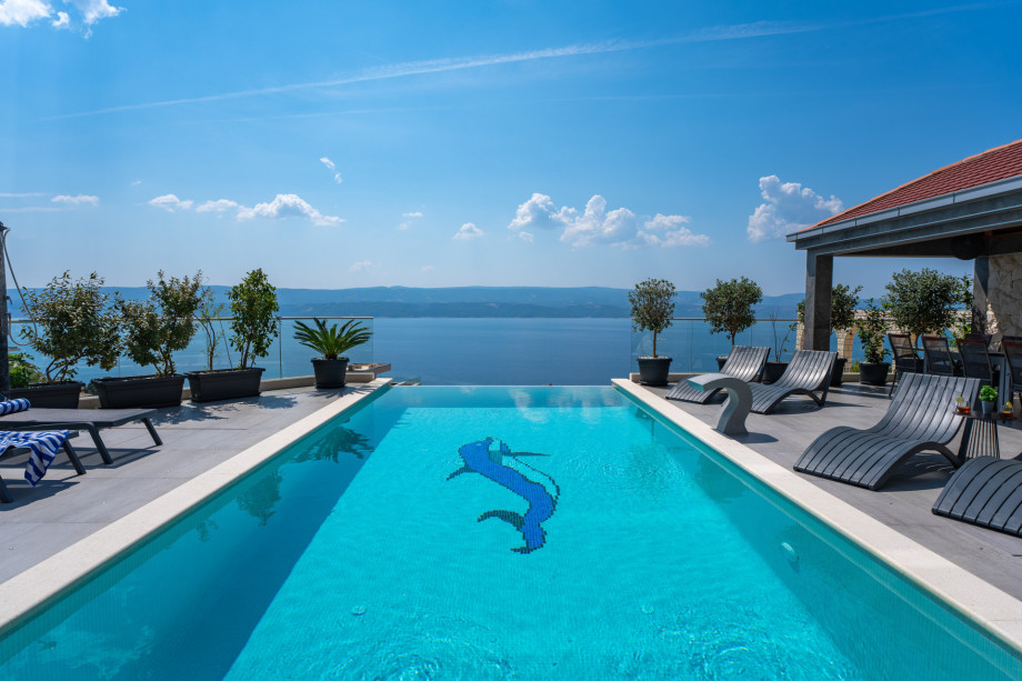 Luxury Villa POCRNJA with heated pool, jacuzzi, sauna and pool table
