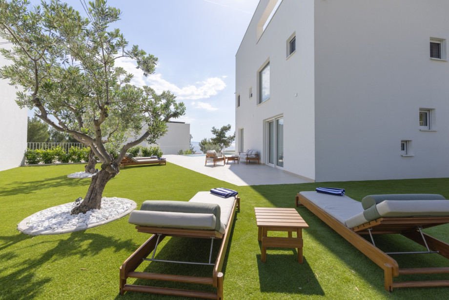 Enjoy a private outdoor pool with a spacious sun terrace, comfortable loungers, and a cozy seating area, this peaceful spot is perfect for relaxing in the sun