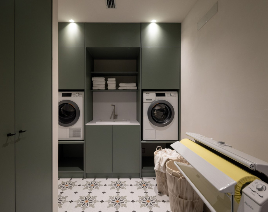 8-square-meter laundry room includes modern washing, drying, and ironing facilities