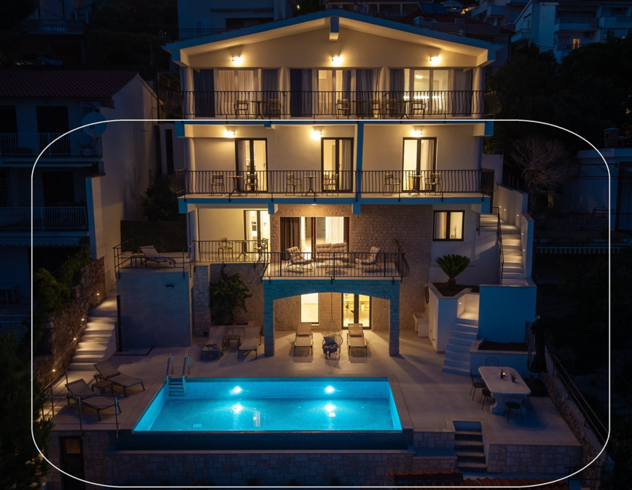 Across three distinct levels, the villa features 240 square meters of interior space.