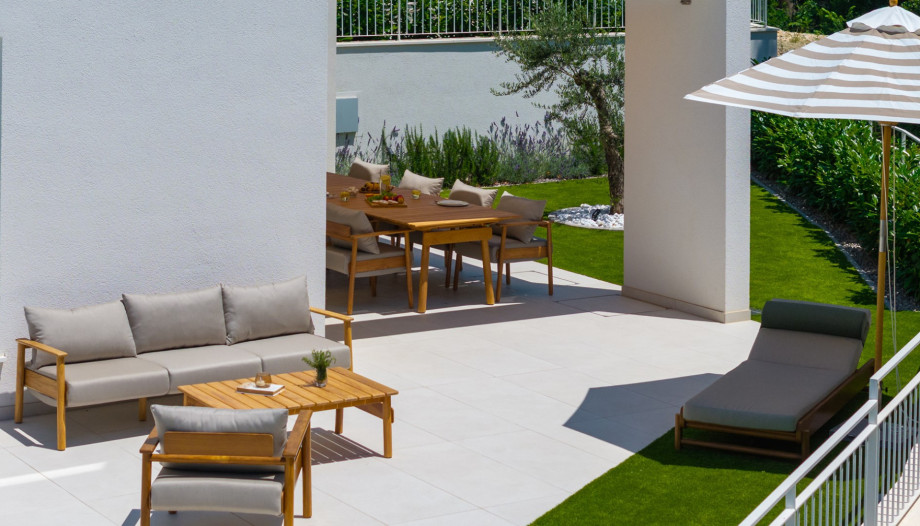 The elegant design creates a calm, comfortable space for relaxing and gathering