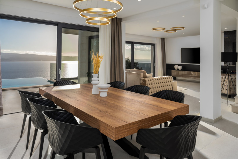 The Ground floor (pool level) offers a fully equipped kitchen with premium appliances.