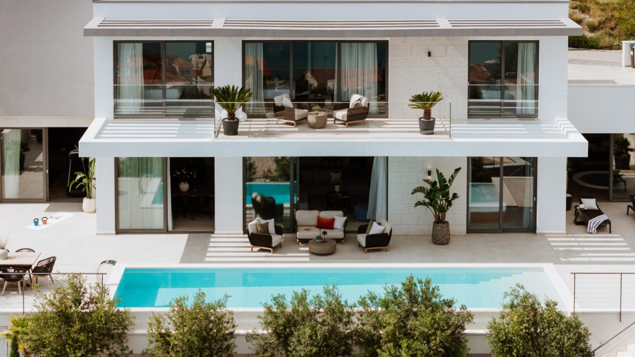 Luxury Villa Andoris features greater square footage, luxe amenities and features, premium materials, and quality finishing providing you with a very comfortable stay.
