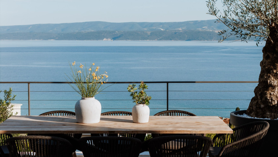 The panoramic sea views from the pool area are breathtaking.